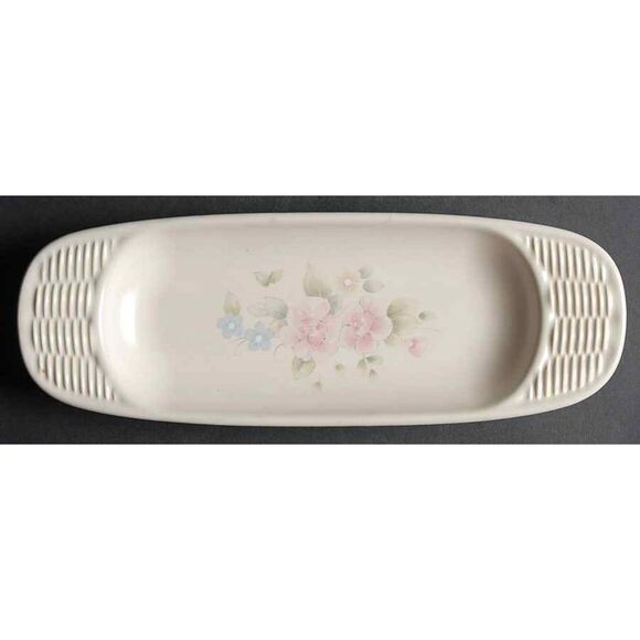Vtg Pfaltzgraff Tea Rose Oblong Basketweave Tray In Beautiful Condition - Picture 1 of 1